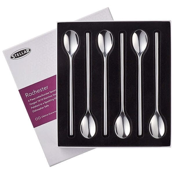 Stellar Rochester 6 Piece Latte/Sundae Spoon Set Stainless Steel - Silver