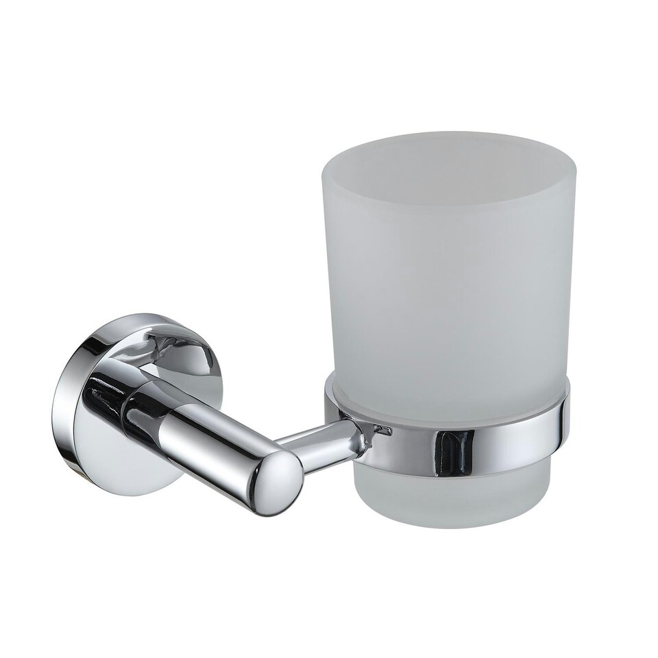 Showerdrape Modernity Chrome Stainless Steel Wall Mounted Frosted Glass Toothbrush Holder