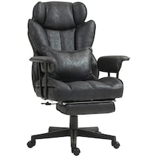 HOMCOM Office Chair, Ergonomic Desk Chair with Foot Rest, Black Black