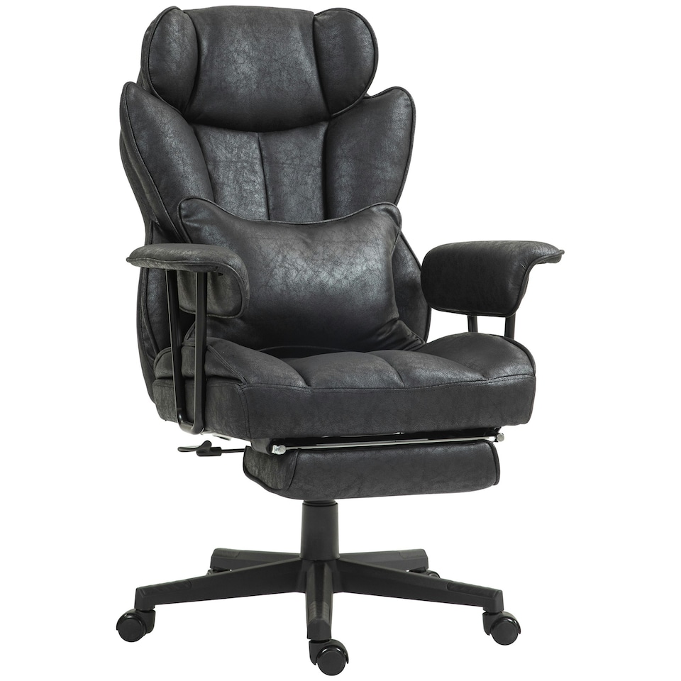 image 1 of HOMCOM Office Chair, Ergonomic Desk Chair with Foot Rest, Black Black