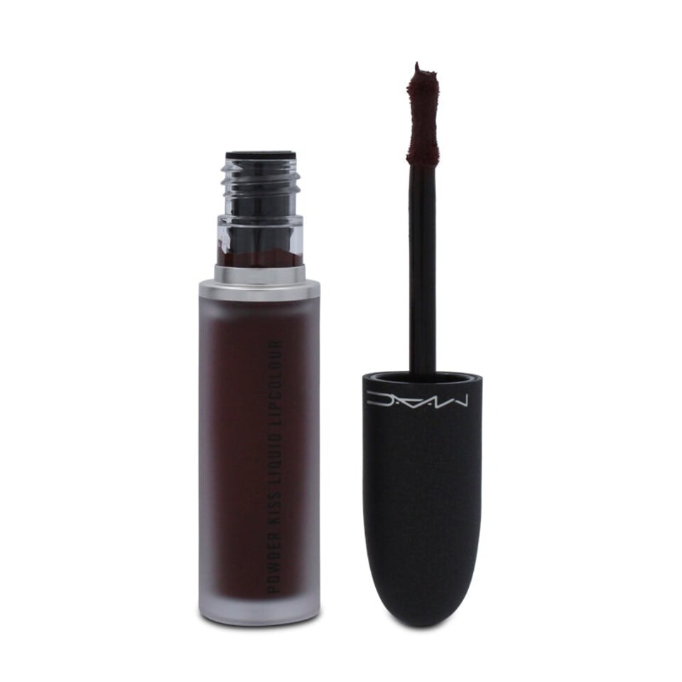 image 1 of Mac Powder Kiss Pink Brown Liquid Lipstick 993 Pretty Pleats 5ml Pink