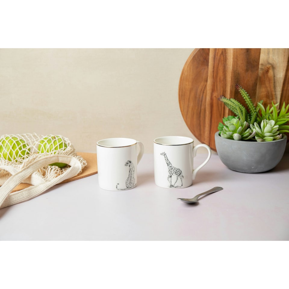 image 1 of Mikasa Giraffe Straight-Sided Porcelain Mug, 280ml | White