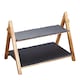 image 6 of 2pc Slate Serving Set including Turntable and Wood Stand with Two Serving Platters | Black