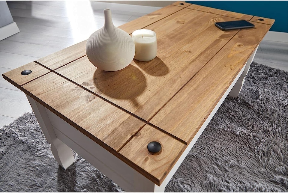 image 1 of Corona Coffee Table White 1 Drawer Solid Wood Occasional Table