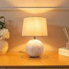 ValueLights Connie Marble Effect Table Lamp with Grey Tapered Shade
