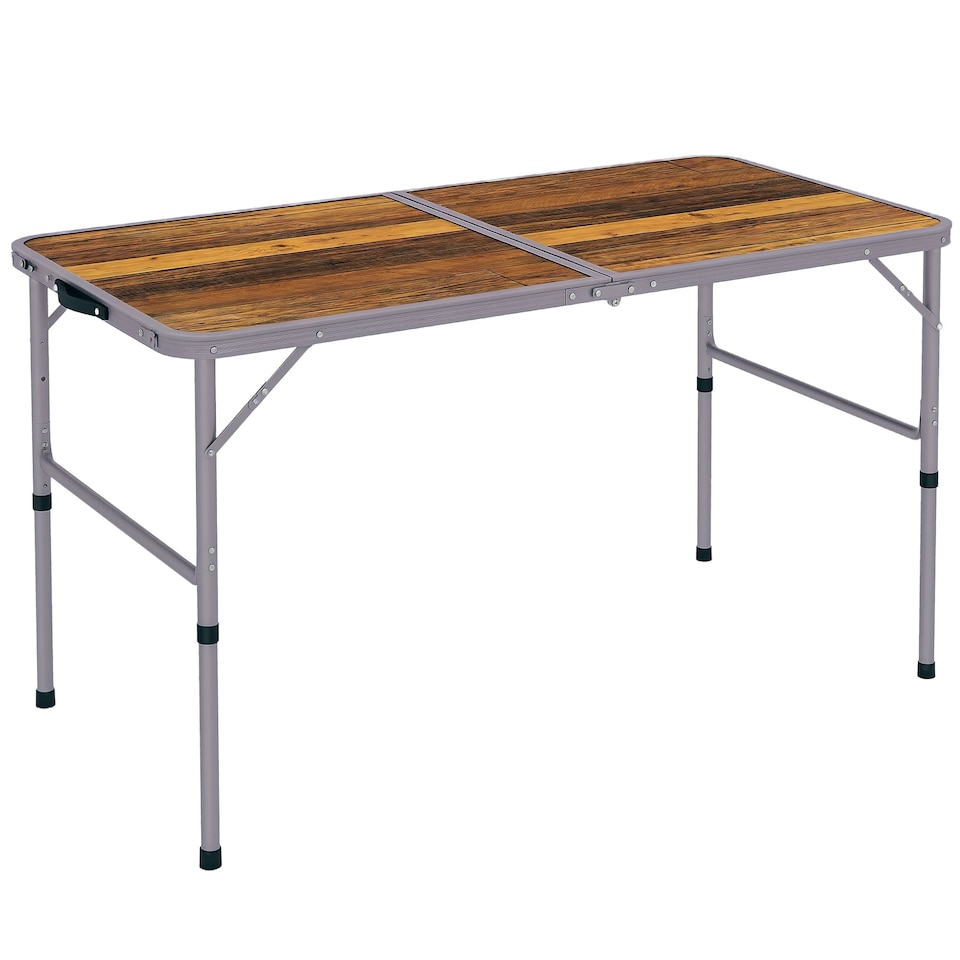 image 1 of Outsunny 3ft Folding Camping Table Height Adjustable Aluminium Outdoor Garden Party Picnic BBQ Trestle Table Field Kitchen