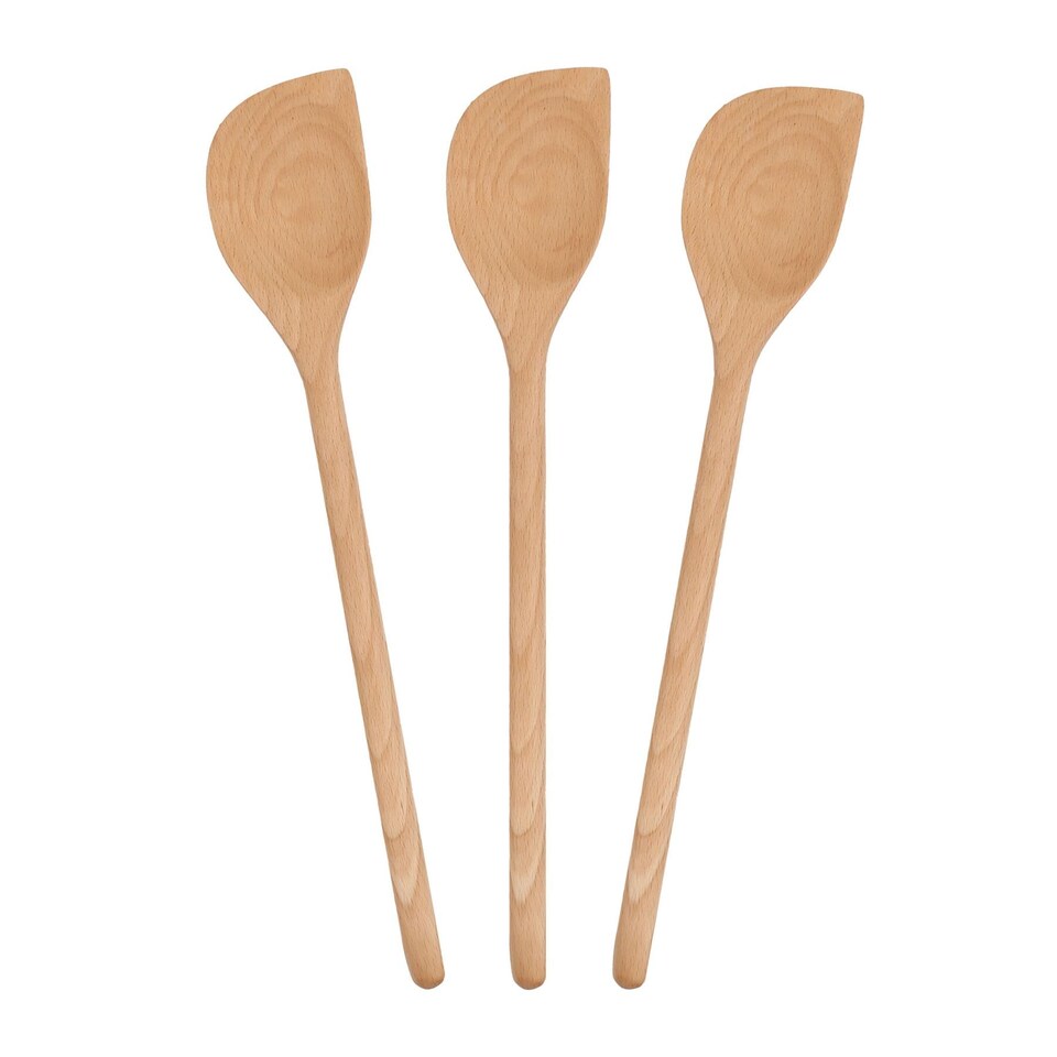 image 1 of Argon Tableware Wooden Scraper Spoons - 30cm - Pack of 3
