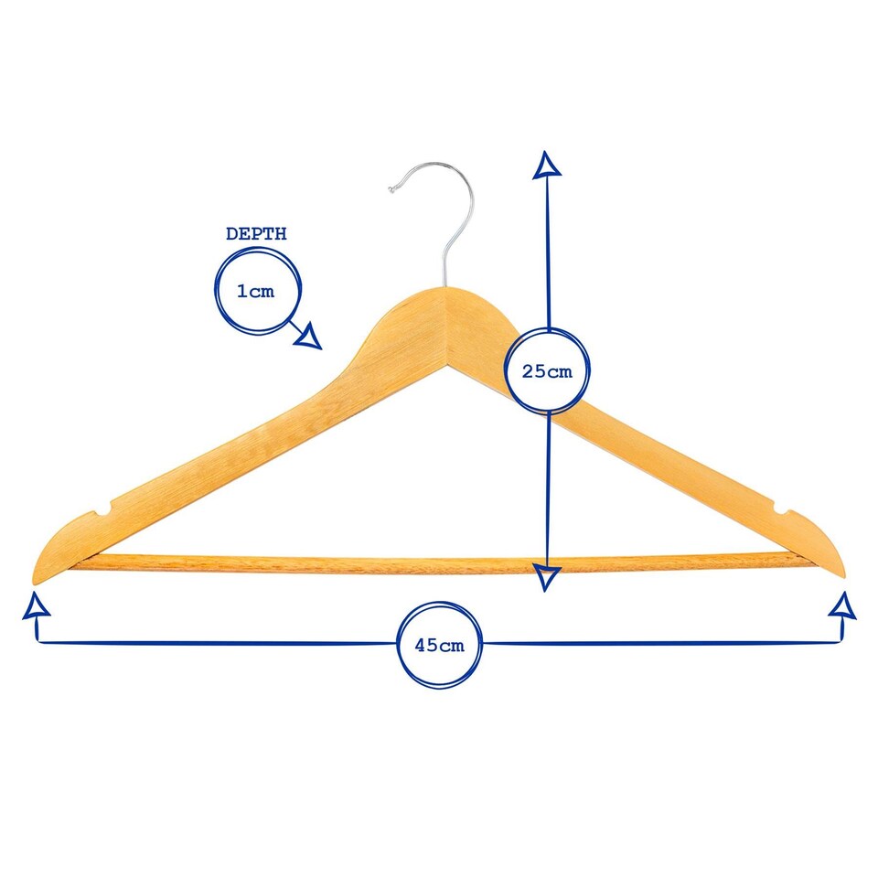 image 1 of Harbour Housewares Wooden Coat Hangers - Brown - Pack of 20