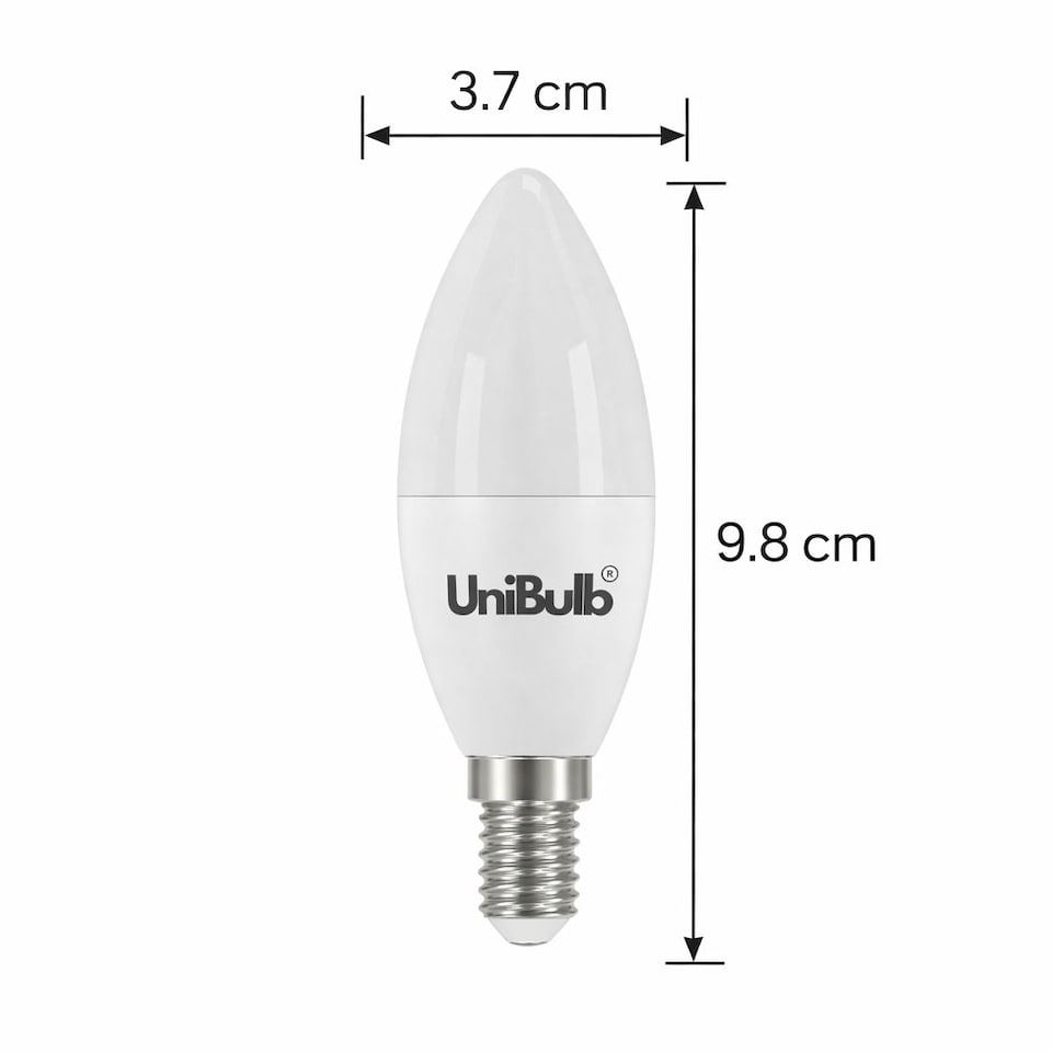 image 1 of UniBulb LED Candle E14 Small Edison Screw (SES) 470lm 4.2W (Replaces 40W) 6500K (Daylight) Light Bulb - Pack of 1 | White | Daylight | 1