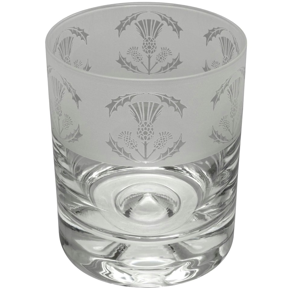Animo Glass Whisky Tumbler Etched Glass Thistle