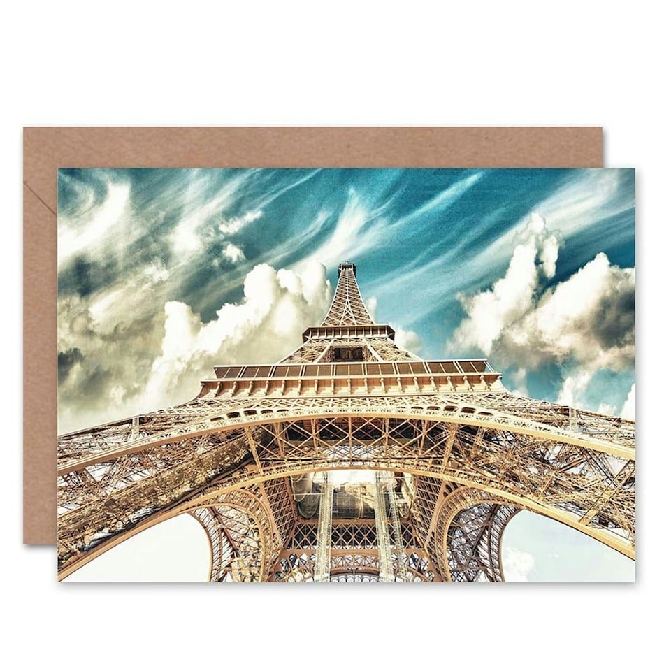 image 1 of Eiffel Tower Paris Landmark Low Angle Photography Art Card