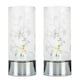 image 1 of ValueLights Pair Of Floral Design Glass Polished Chrome Touch Table Lamps | Chrome