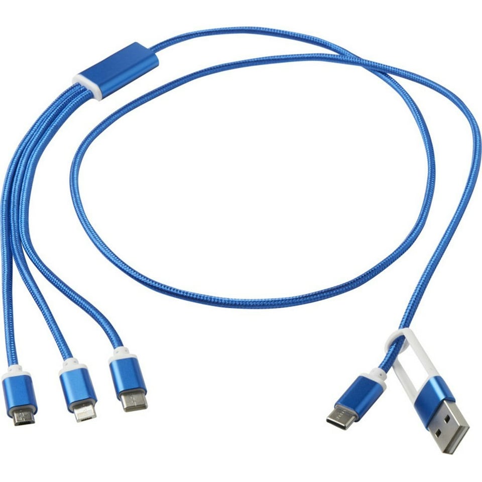 image 1 of Versatile 5 in 1 Recycled Aluminium Charging Cable - Royal Blue - One Size
