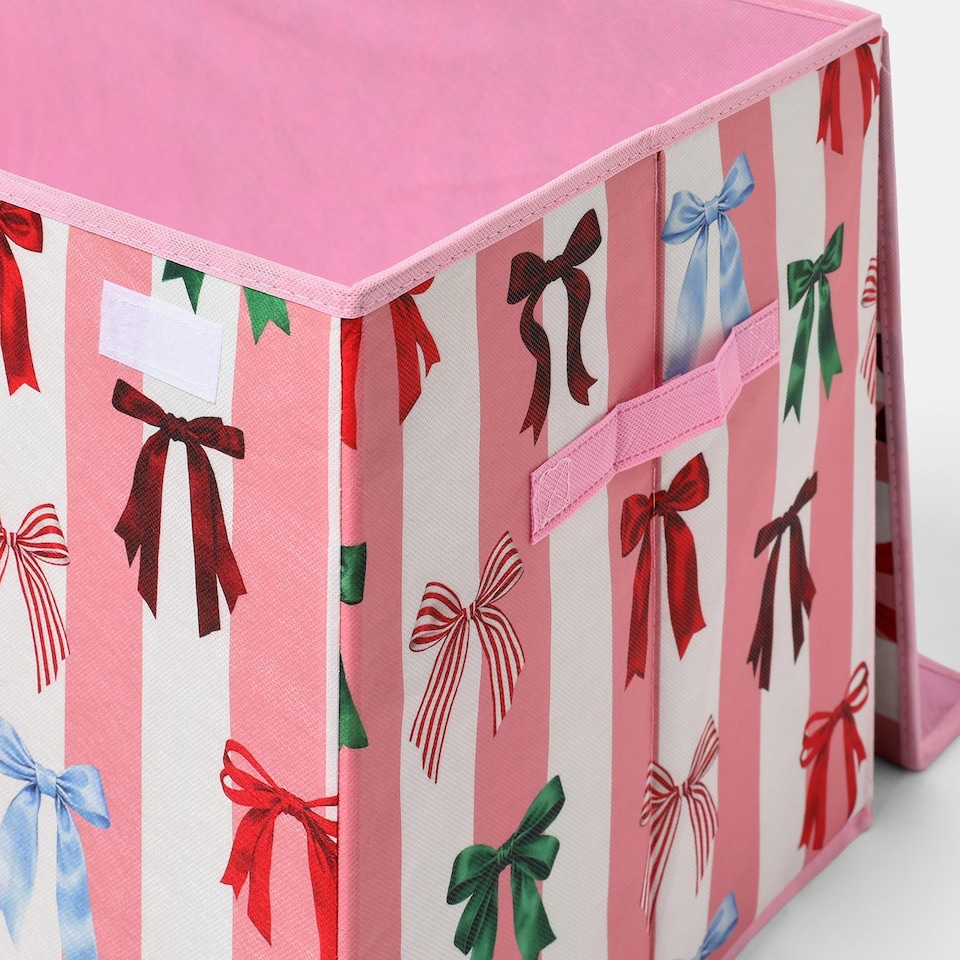 image 1 of OHS Bows Foldable Fabric Storage Box Toy Organiser with Lid