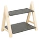image 1 of 2-Tier Slate and Wood Snack Display Stand