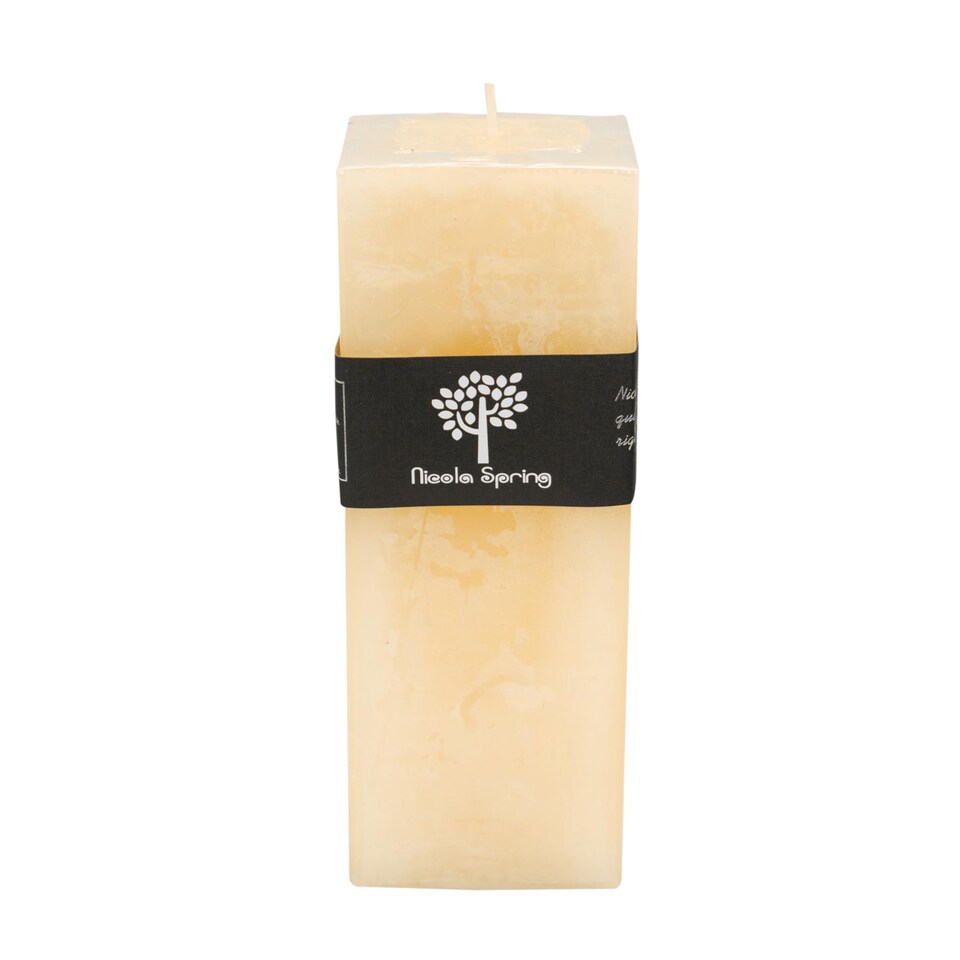 image 1 of Nicola Spring Square Vanilla Pillar Candle - 110 Hours - Cream | Cream | Beige