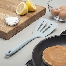 Zeal Silicone Flexible Slotted Kitchen Turner, 30cm, Duck Egg Blue