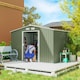 image 2 of Outsunny 9 x 6FT Galvanised Garden Storage Shed with Sliding Door, Light Green