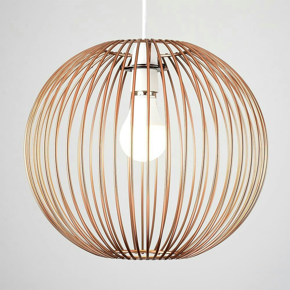 image 1 of ValueLights Faraday Copper Ceiling Pendant Shade and B22 GLS LED 6W Warm White 3000K Bulb
