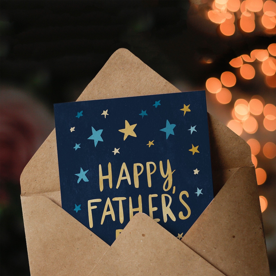image 1 of Father's Day Card for Dad Starry Night Design Greeting Card Blank Inside