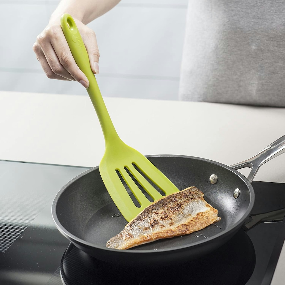 image 1 of Zeal Silicone Flexible Slotted Kitchen Turner, 30cm, Lime Green