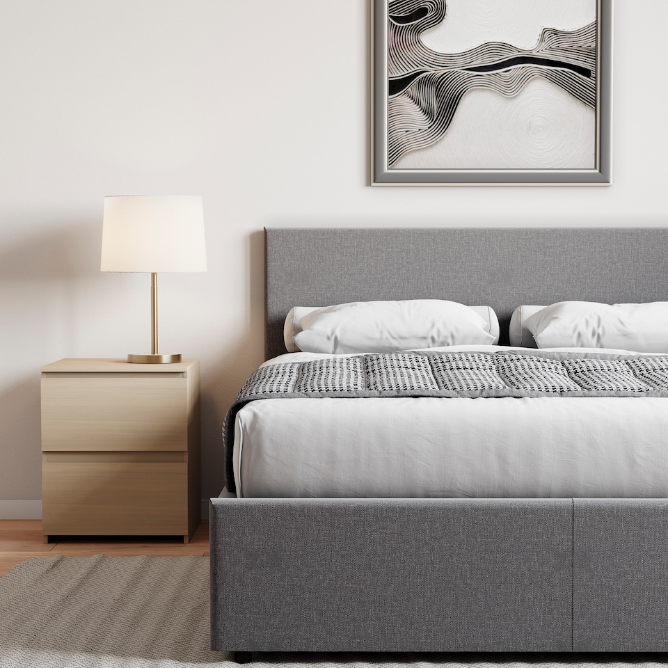 image 1 of Vida Designs Veronica 5ft King Size Ottoman Bed Storage Fabric Upholstered, Dark Grey Linen, 150 x 200cm