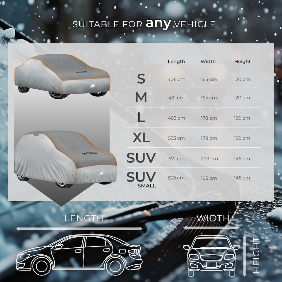 image 1 of Universal Car Cover Franz for Waterproof, Breathable, and Padded Protection | Grey | grey | S (406 x 165 x 120 cm) | 1