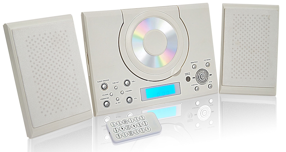 image 1 of CD Player with Speakers - HiFi System for Home with Radio, USB, MP3, Clock Alarm & Remote - Compact Stereo System with Wall Mount Design - Small CD Players for Home - GTMC-101