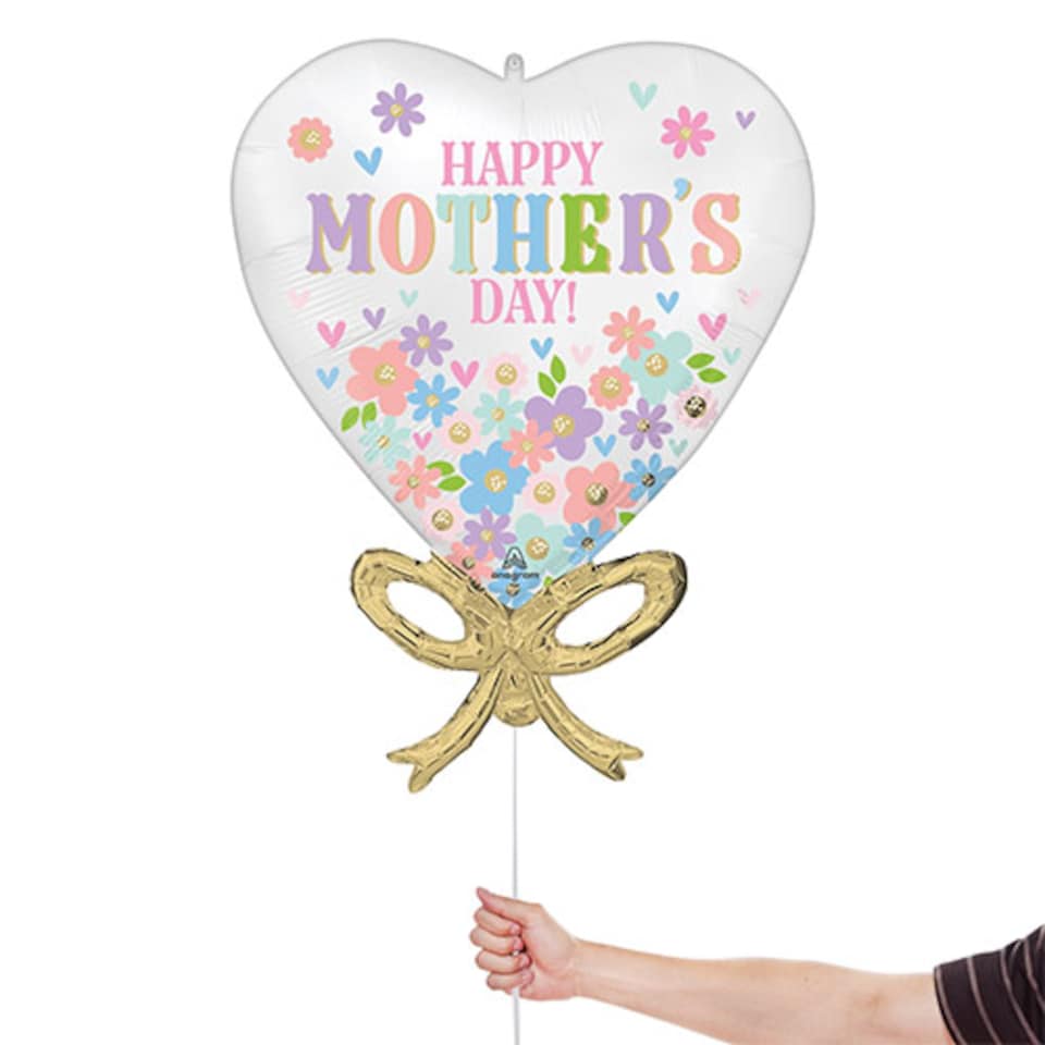 image 1 of Satin Happy Mother's Day Daisy Chain Bow Helium Foil Giant Balloon 71cm / 28 in | Multi