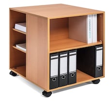 Durable 6 Shelve Office Filing Storage Trolley on Wheels | 75cm Beech | Brown