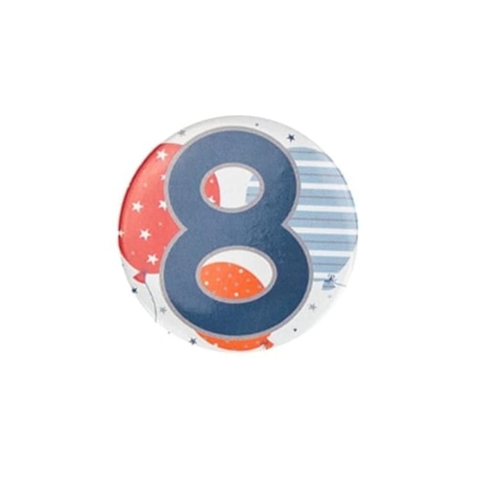 Age 8 Blue Small Badge 6cm