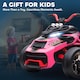 image 9 of AIYAPLAY Kids Electric Ride On Car, 12V Battery Powered Ride On ATV with MP3 Player, Horn, 2 Speeds, LED Lights, 3 Wheeler Electric Vehicle Toy Car for Boys & Girls Ages 3-8 | Pink