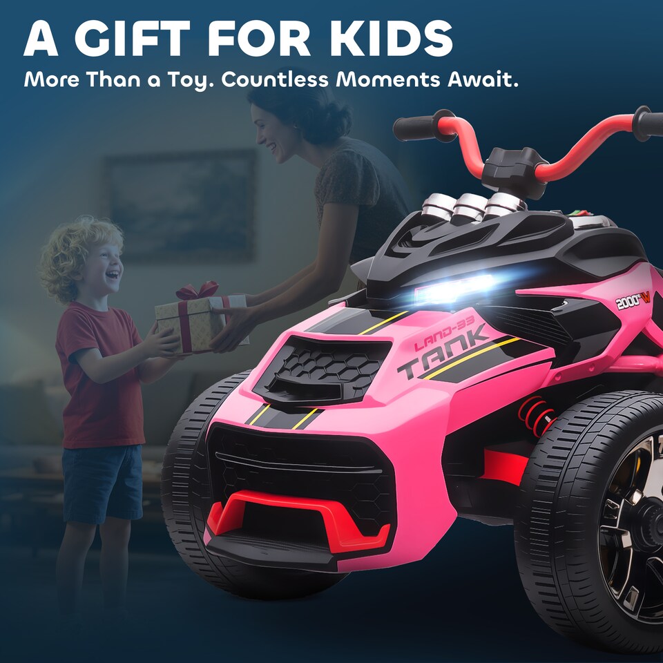 image 1 of AIYAPLAY Kids Electric Ride On Car, 12V Battery Powered Ride On ATV with MP3 Player, Horn, 2 Speeds, LED Lights, 3 Wheeler Electric Vehicle Toy Car for Boys & Girls Ages 3-8 | Pink