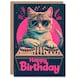 image 1 of Cat Lover DJ Decks Kitty Pink Blue Design Her Birthday Card