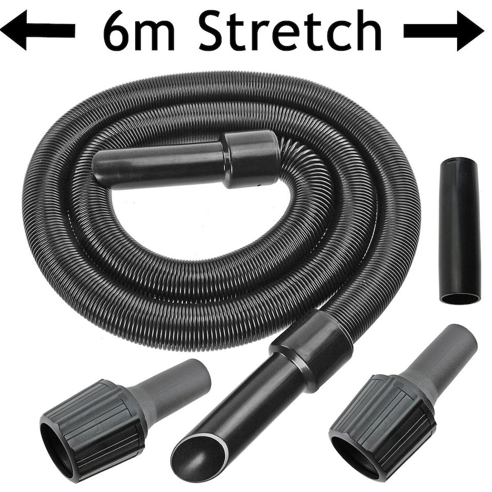 image 1 of SPARES2GO 6m Extra Long Extension Pipe Hose Kit compatible with Nilfisk Vacuum Cleaner (6 Metre Hose + 3 x Adaptors)