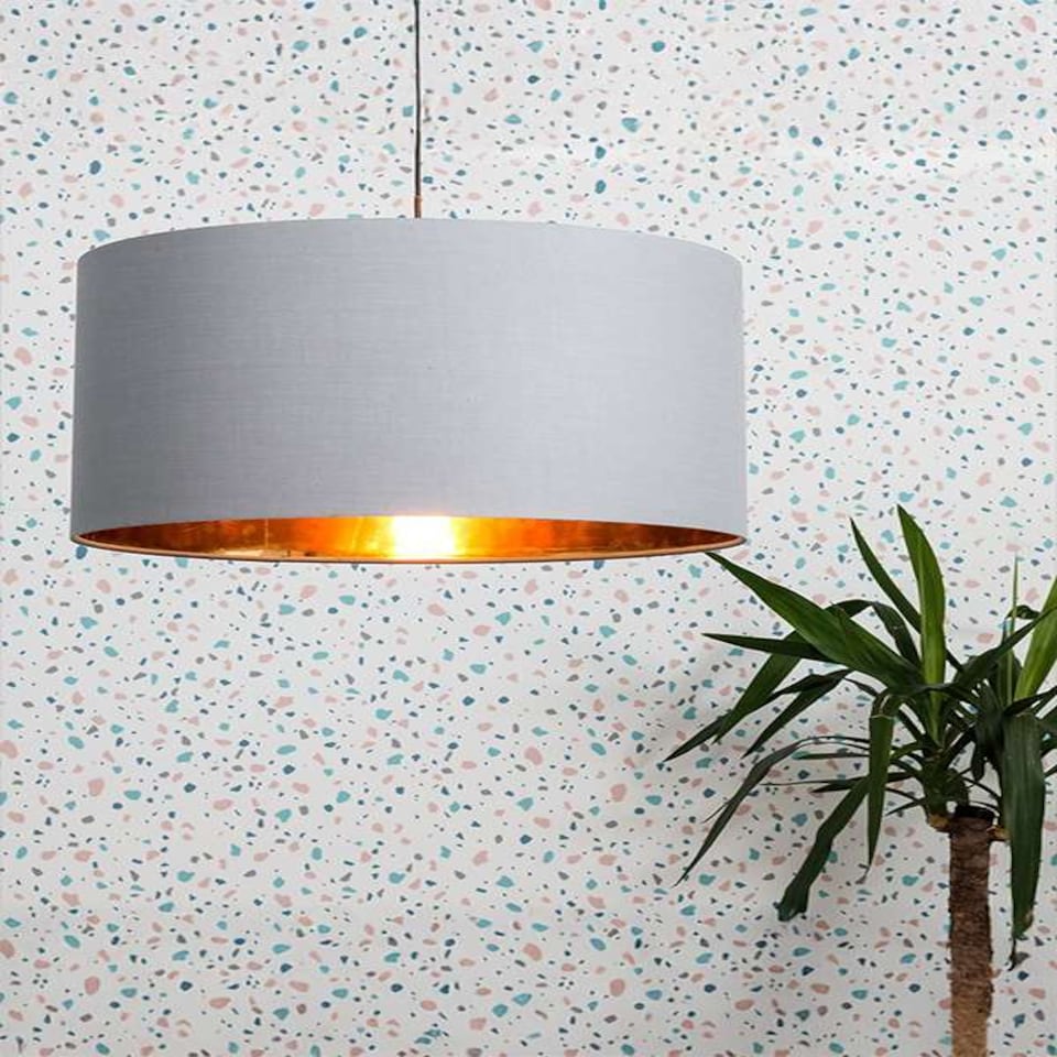 image 1 of ValueLights Reni Warm Grey And Gold Ceiling Pendant Shade | Grey