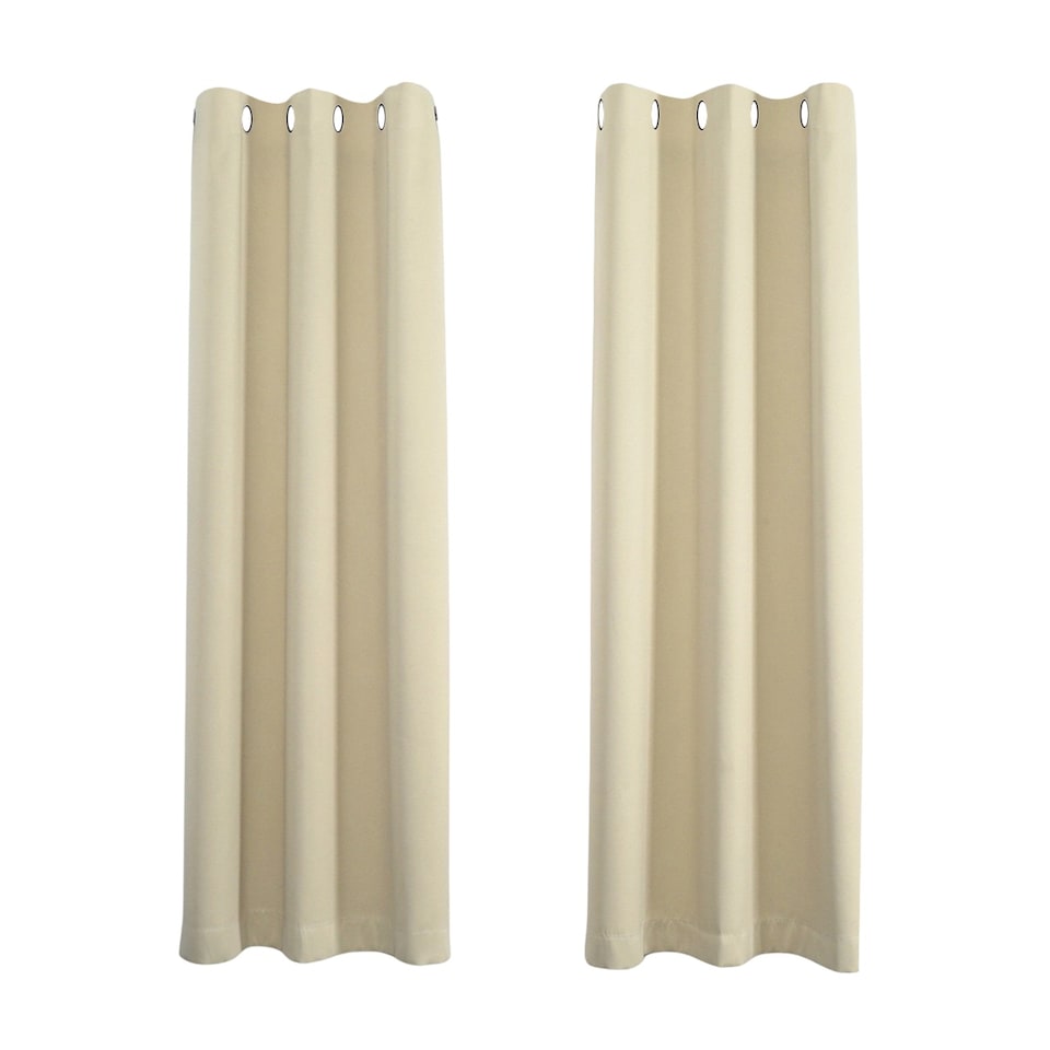 image 1 of Cream Eyelet Curtains - Thermal Blackout Curtains  - 66 x 84 Inch Drop - 2 Panel | Cream | One Size