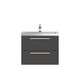 image 1 of Wall Hung 2 Drawer Vanity Unit with Polymarble Basin, 720mm - Gloss Grey Grey