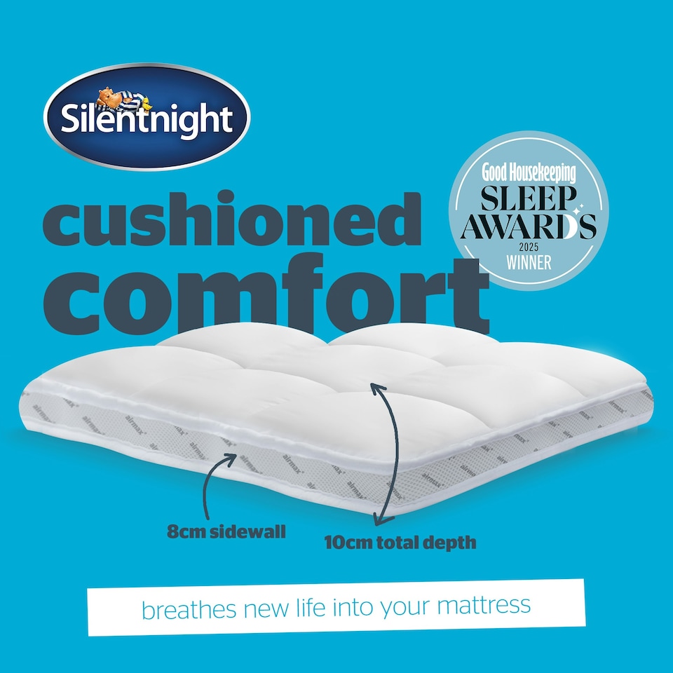 image 1 of Silentnight Airmax Breathable Mattress Topper 1000, 10cm Thick, Anti Allergy, Easy Fit Straps, Easy Care, Single