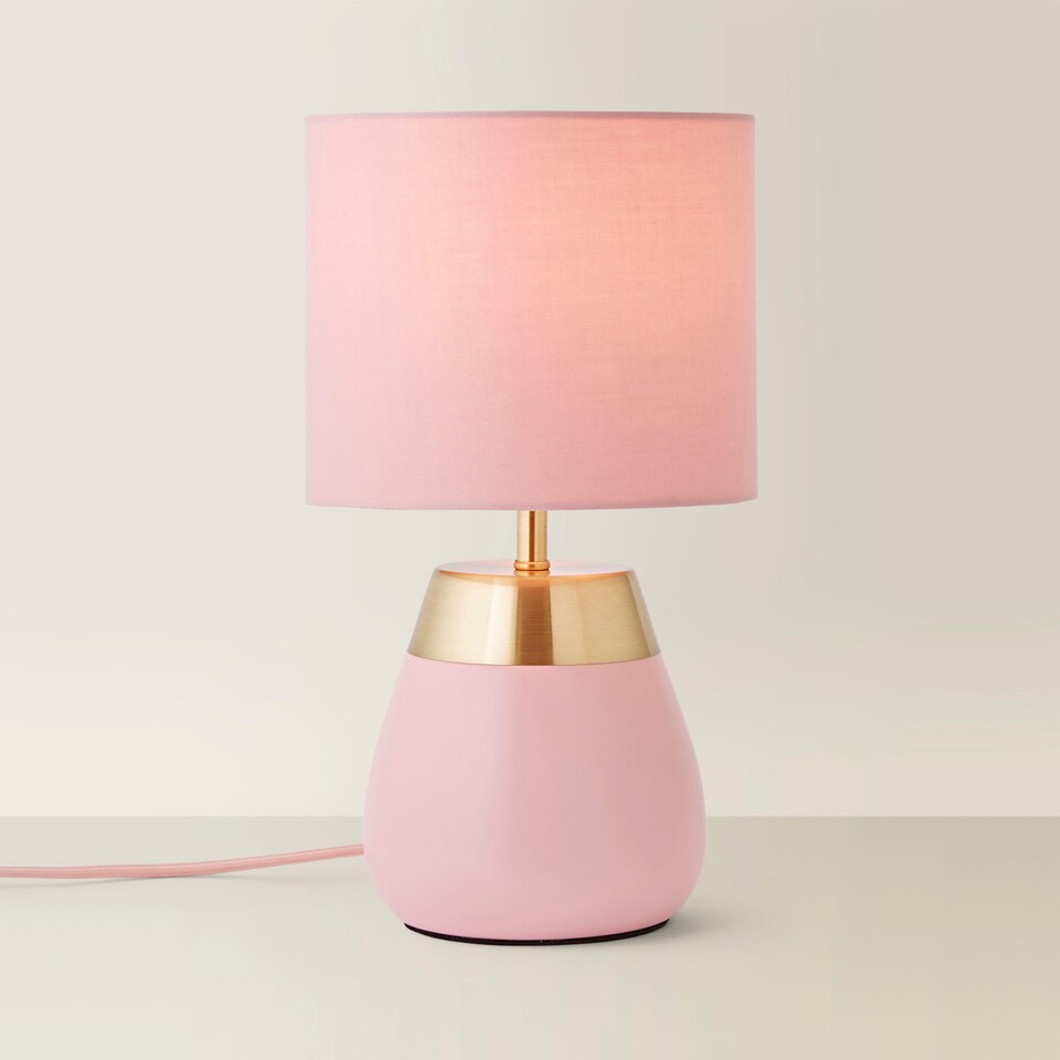 ValueLights Hurst Pink Touch Touch Table Lamp with Drum Shade