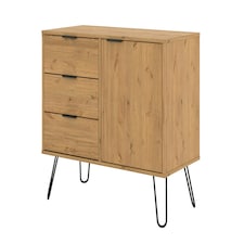 Augusta Pine, Small Sideboard With 1 Door, 3 Drawers Brown