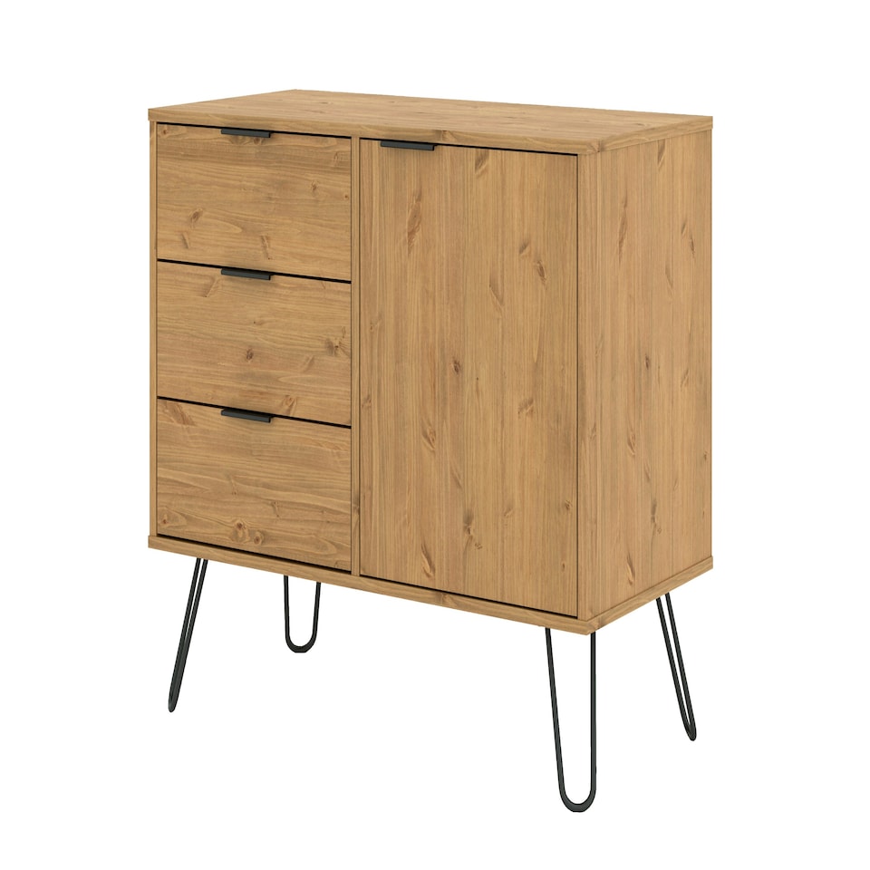 image 1 of Augusta Pine, Small Sideboard With 1 Door, 3 Drawers Brown