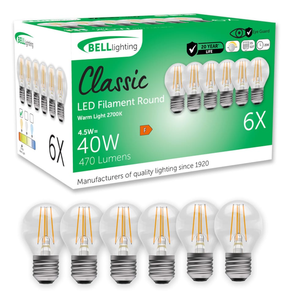 image 1 of BELL Lighting Dimmable E27 LED Filament Golf Ball 4.7W Light Bulb Warm White 2700K