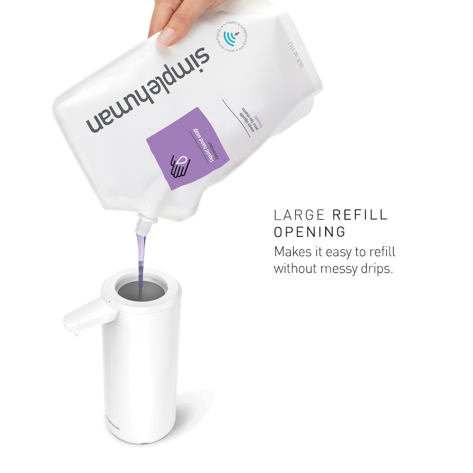 image 1 of Simplehuman 266ml Rechargeable Sensor Soap Pump, Automatic Hand Motion Soap Dispenser, White Steel