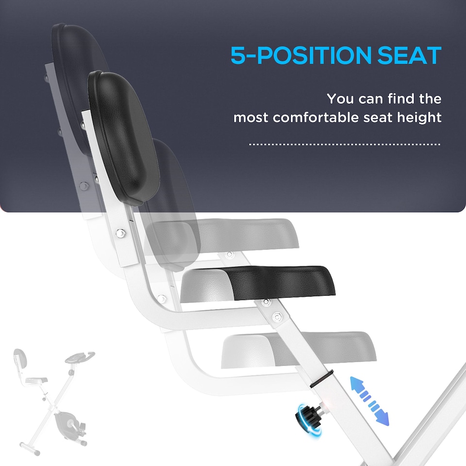 image 1 of HOMCOM Magnetic Resistance Exercise Bike Foldable LCD Adjustable Seat Grey