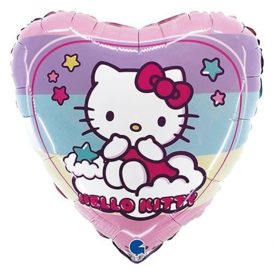 image 1 of Hello Kitty Rainbow Heart Shape Foil Helium Balloon 46cm / 18 in