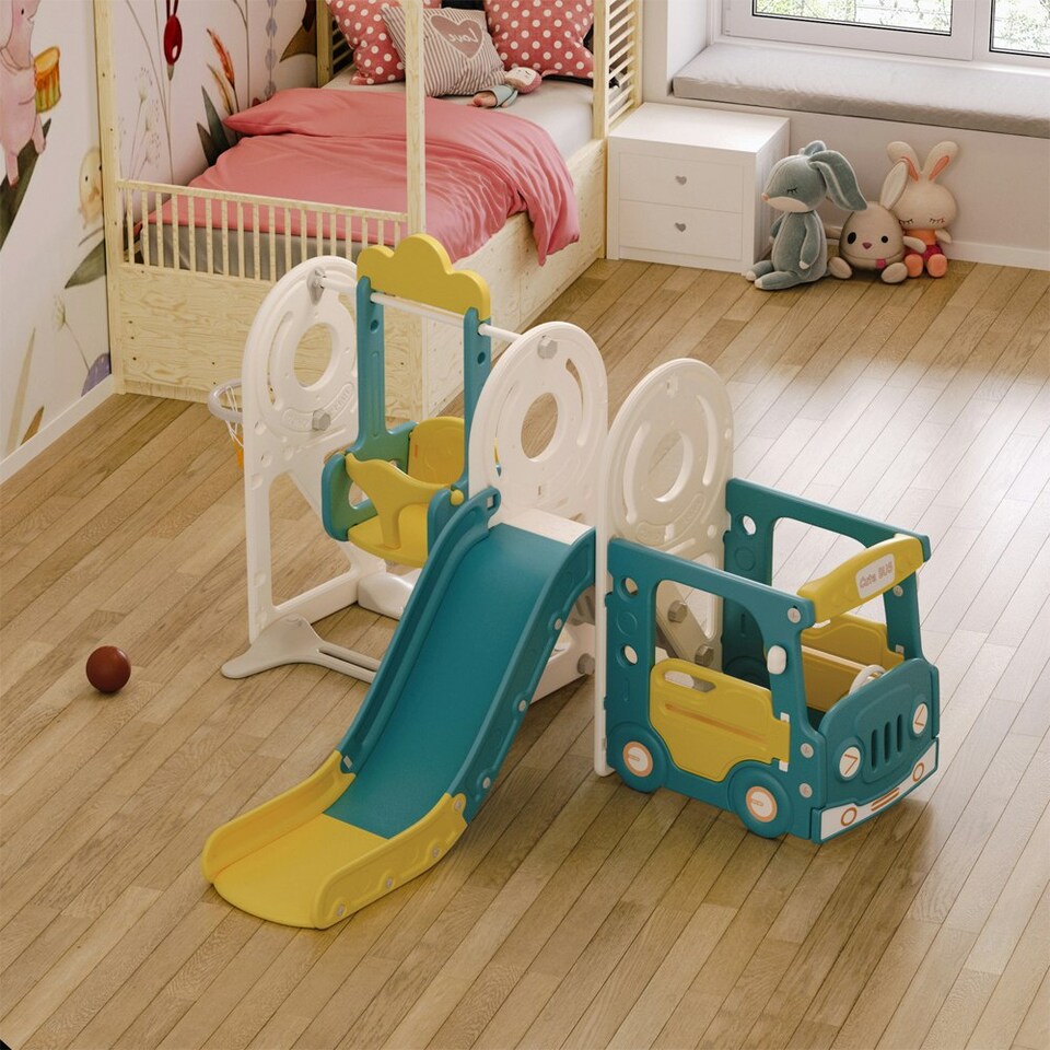 image 1 of Living and Home 3-in-1 Kids Toddler Swing, Slide, and Climber Playset - Yellow