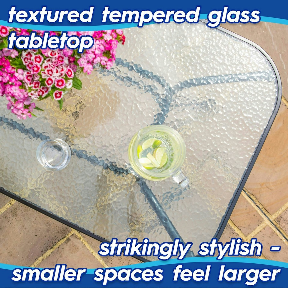 image 1 of Harbour Housewares 3pc Sussex Round Glass Top Patio Bistro Set - Black Black