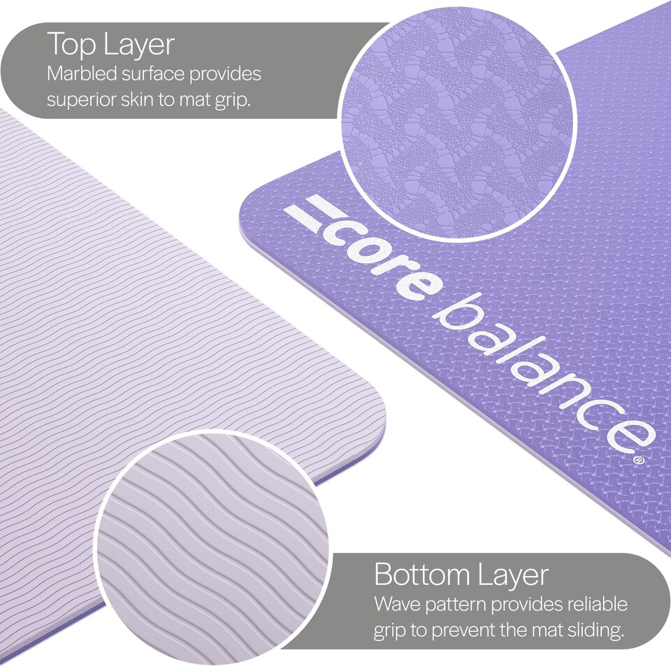 image 1 of TPE Yoga Mat with Strap (6mm Thick) - Purple