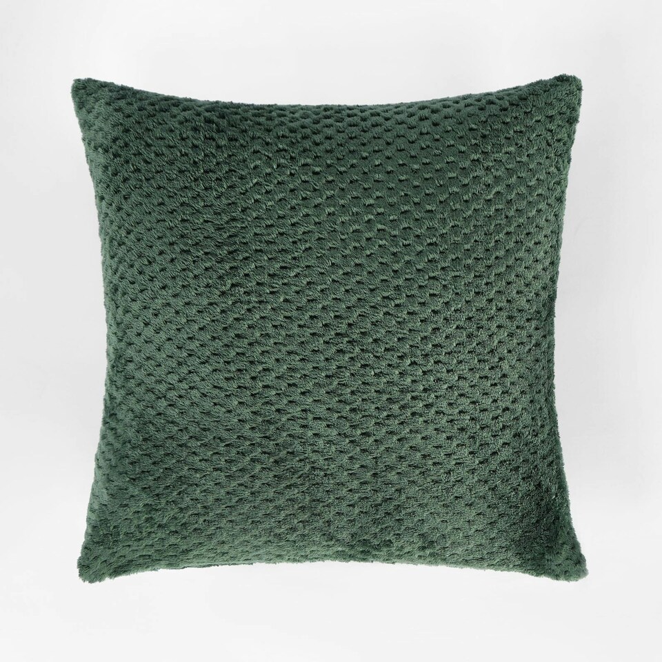 image 1 of OHS 2 x Soft Waffle Textured Fleece Cushion Covers, 45x45cm - Forest Green